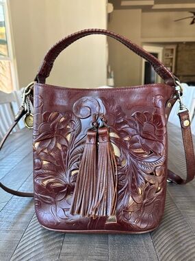 Patricia Nash Otavia Cut-Out Handtooled Leather Crossbody - Handbag Bucket Bag